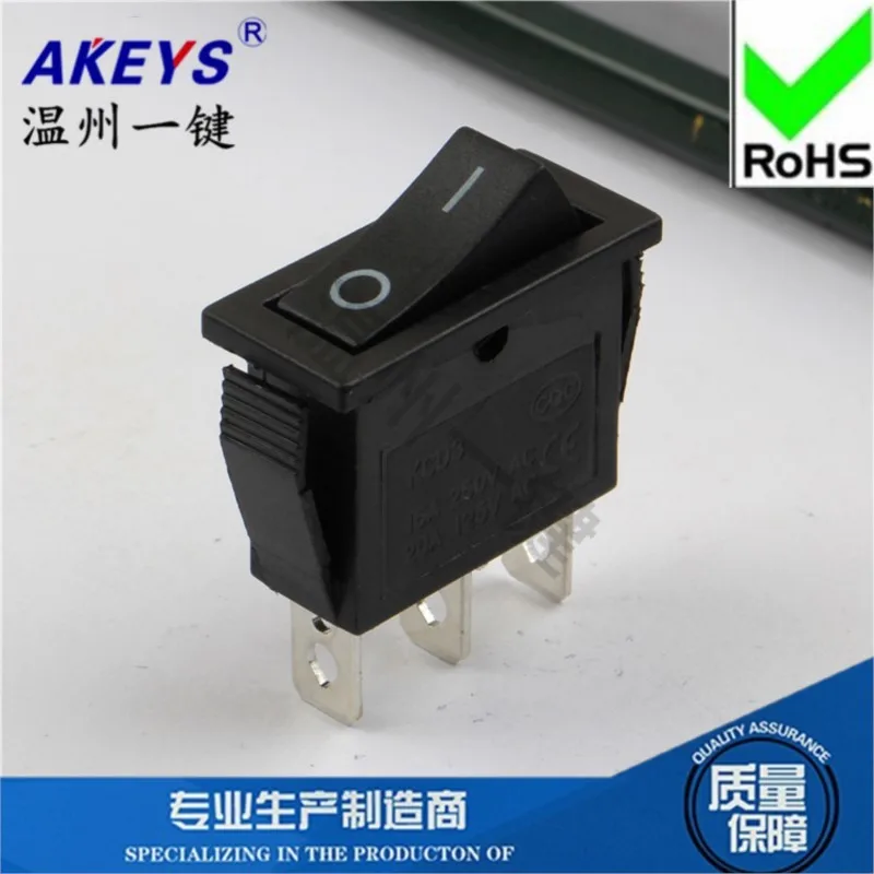 10pcs KCD3-102  Black rocker  Power button  Rocker switch  Two gear three feet  13.5*31  hair dryer