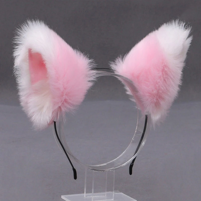 Fluffy Fox Cat Ear Plush Headband Soft Furry Hair Hoops Cute Animal Cosplay Hair Accessories for Girls Women Masquerade Party view 4