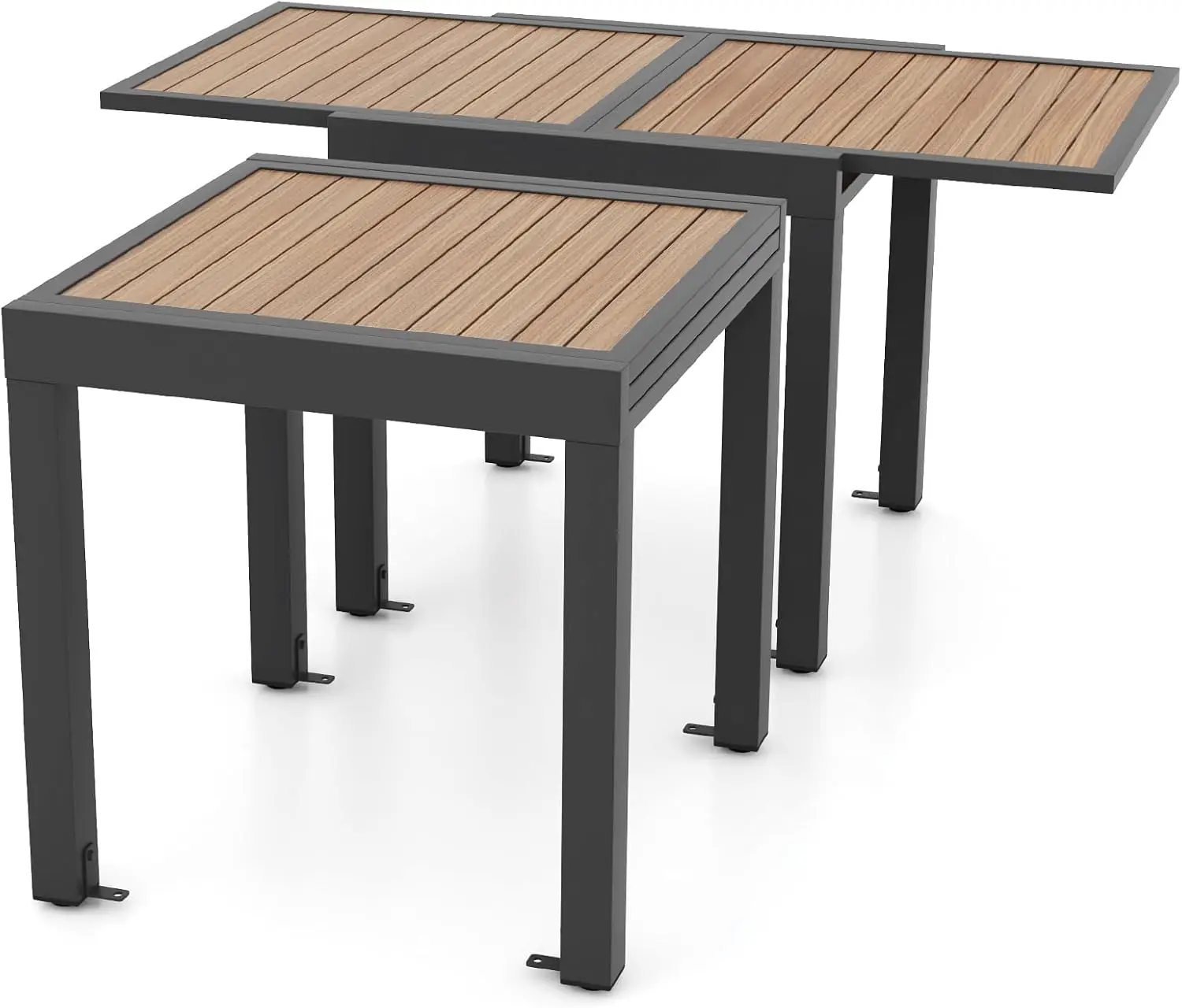 

31.5”-63” Extendable Patio Table, Outdoor Aluminum Table for 4-6 People, L-Shaped Brace Included for Fixation, Expandable Metal