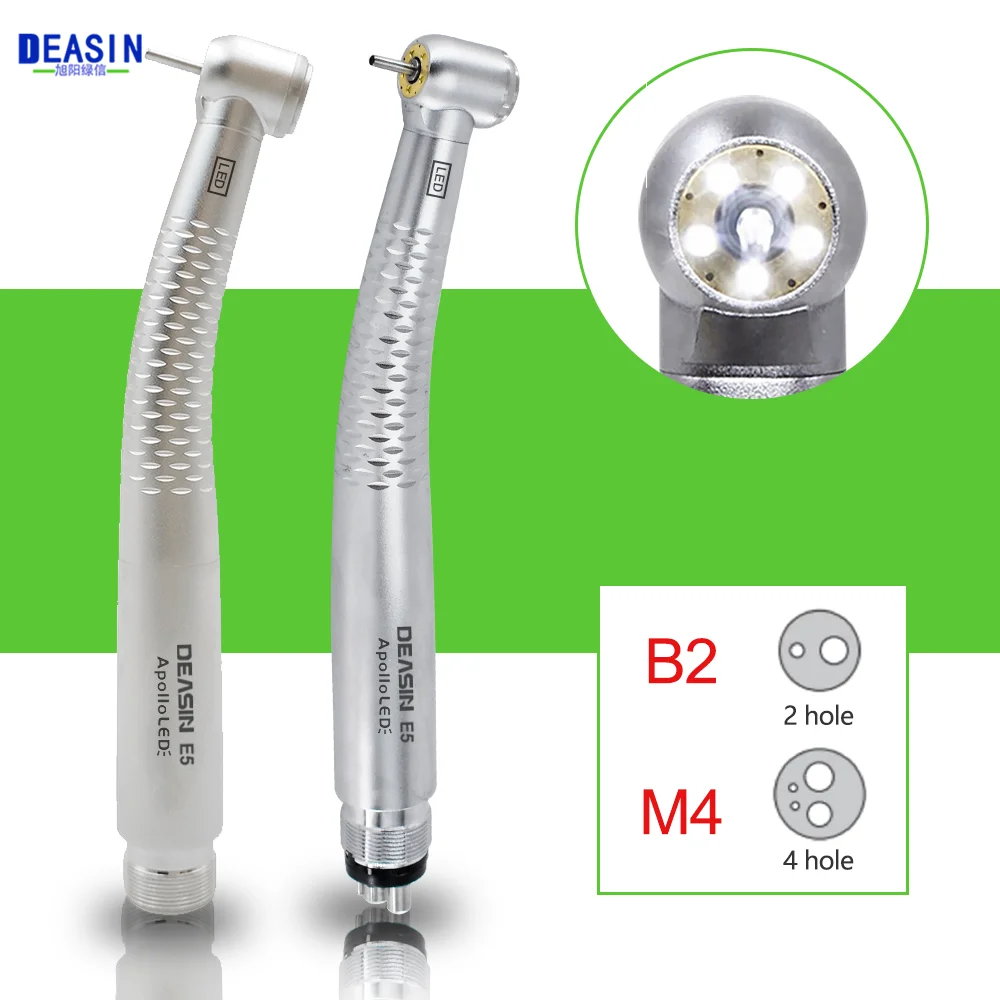 Dental 5 LED Light High Speed Handpiece Shadowless E-Generator Air Turbine Dentist Tips 2/4 Holes 5 Water Spray Equipment