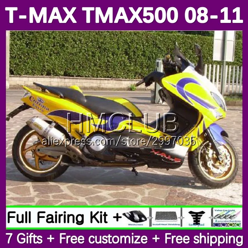 OEM Fairing For YAMAHA TMAX MAX 500 T MAX500 TMAX500 156No.8 MAX-500 08 09 10 11 T-MAX500 2008 2009 2010 2011 Body Yellow Black