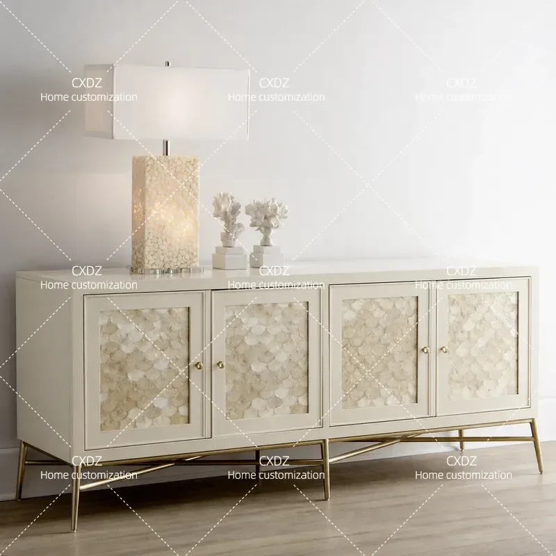 Neoclassical Solid Wood TV Cabinet Modern Leisure Living Room Shell Console Dining Room Sideboard Custom Furniture