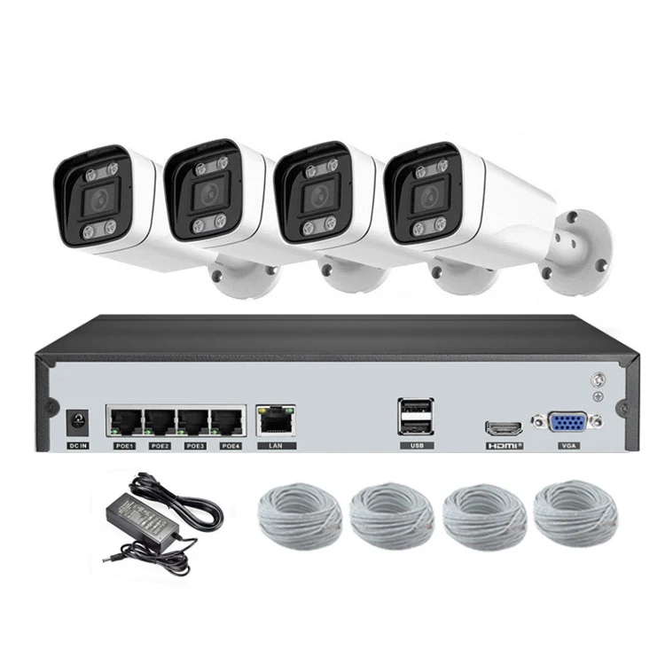 كشف الوجه POE NVR Kit كاميرا IP 8MP 4 قنوات 4K نظام CCTV 24 ساعة مجموعة فيديو DVR بالألوان الكاملة #3