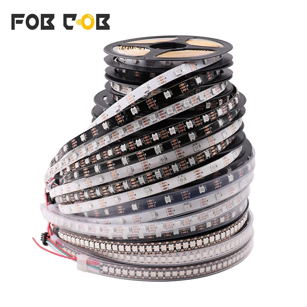 

5V 12V WS2811 WS2812B RGB Led Strip Addressable RGB Tape LED IP30 IP65 IP67 Black PCB White PCB SMD5050 LED Strip For Home Decor