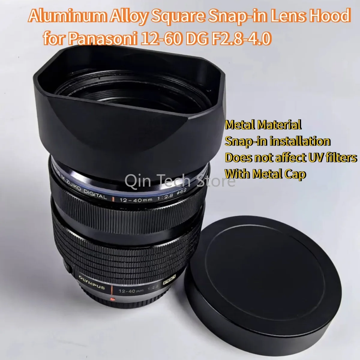 

Квадратная бленда из алюминиевого сплава с металлической крышкой объектива для Panasoni 12-60 DG F2.8-4.0, аксессуары для фотосъемки камеры