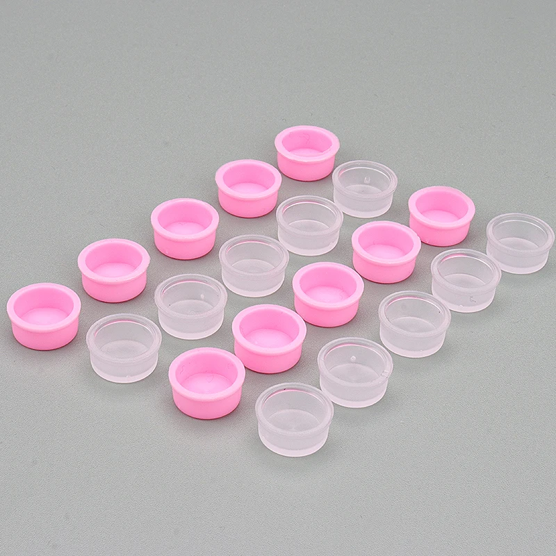 100 pcs Disposable white Pink Glue Holder Adhesive Pallet For Eyelash Extension Container Ring Cup Eyebrow Tattoo Pigment Tools