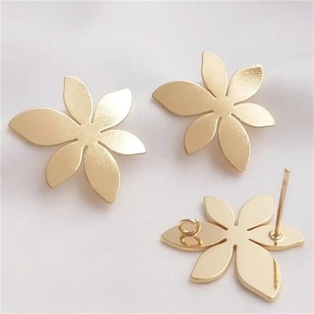 

14K Wrapped Gold Flower Earrings S925 Silver Needle with Rings Flower-shaped Handmade Earrings Diy Ear Accessories E093