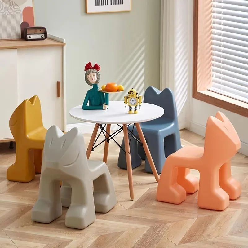 Nordic Small Stools Cartoon Animal Seat Plastic Thick Chairs Creative Low Stool Home Living Room Furniture Ottomans Bench  Pouf