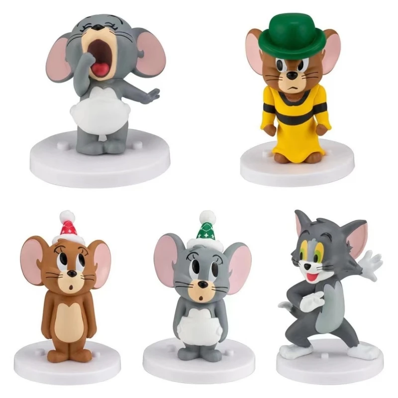 Bandai Original 5Pcs Gashapon ならぶんです Tom and Jerry Anime Figure Toys For Kids Gift Collectible Model Ornaments