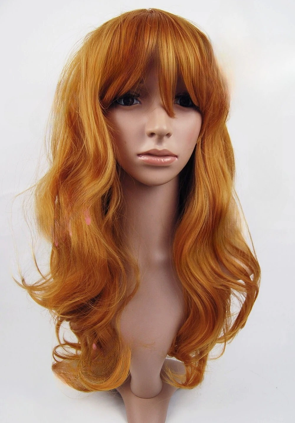 

W217 Ginger Long Curl with Fringe Sythetic Wig - studio7-uk