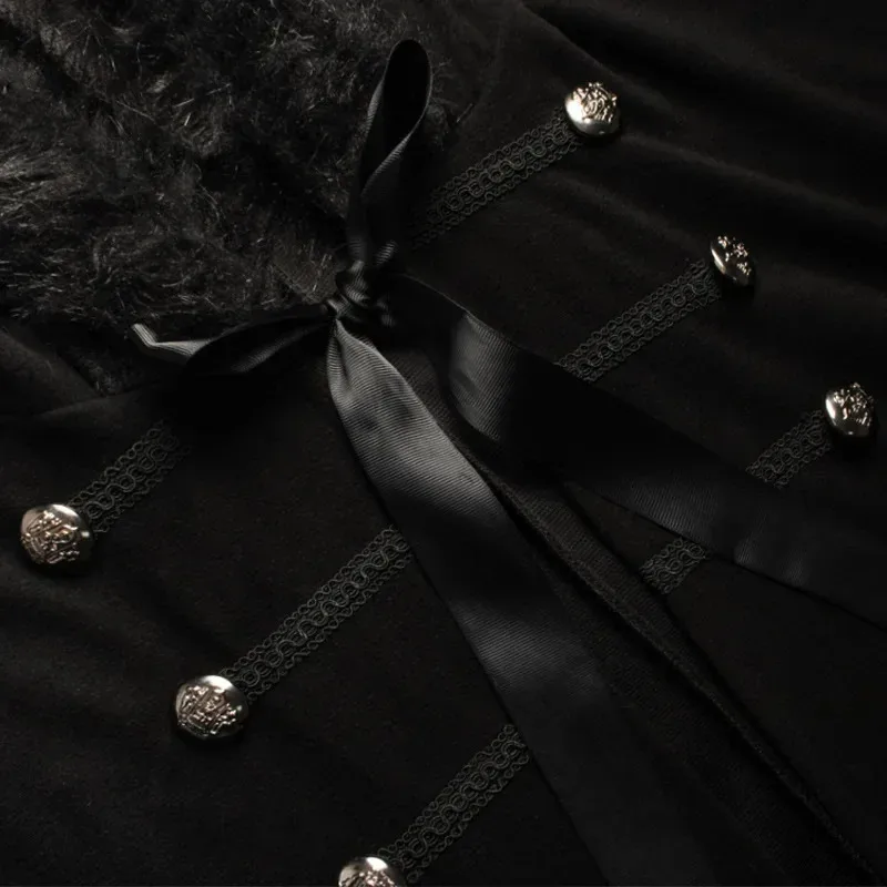 2024ฮาโลวีนผู้ชายและผู้หญิงTweed Coats VintageสีทึบSteampunk Hooded Fur Collar Capesเสื้อ