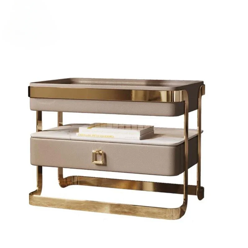 

Multi-functional Intelligent Bedside Table Advanced Sense Light Luxury Ltalian Minimalist Bedside Rock Plate Storage Glass
