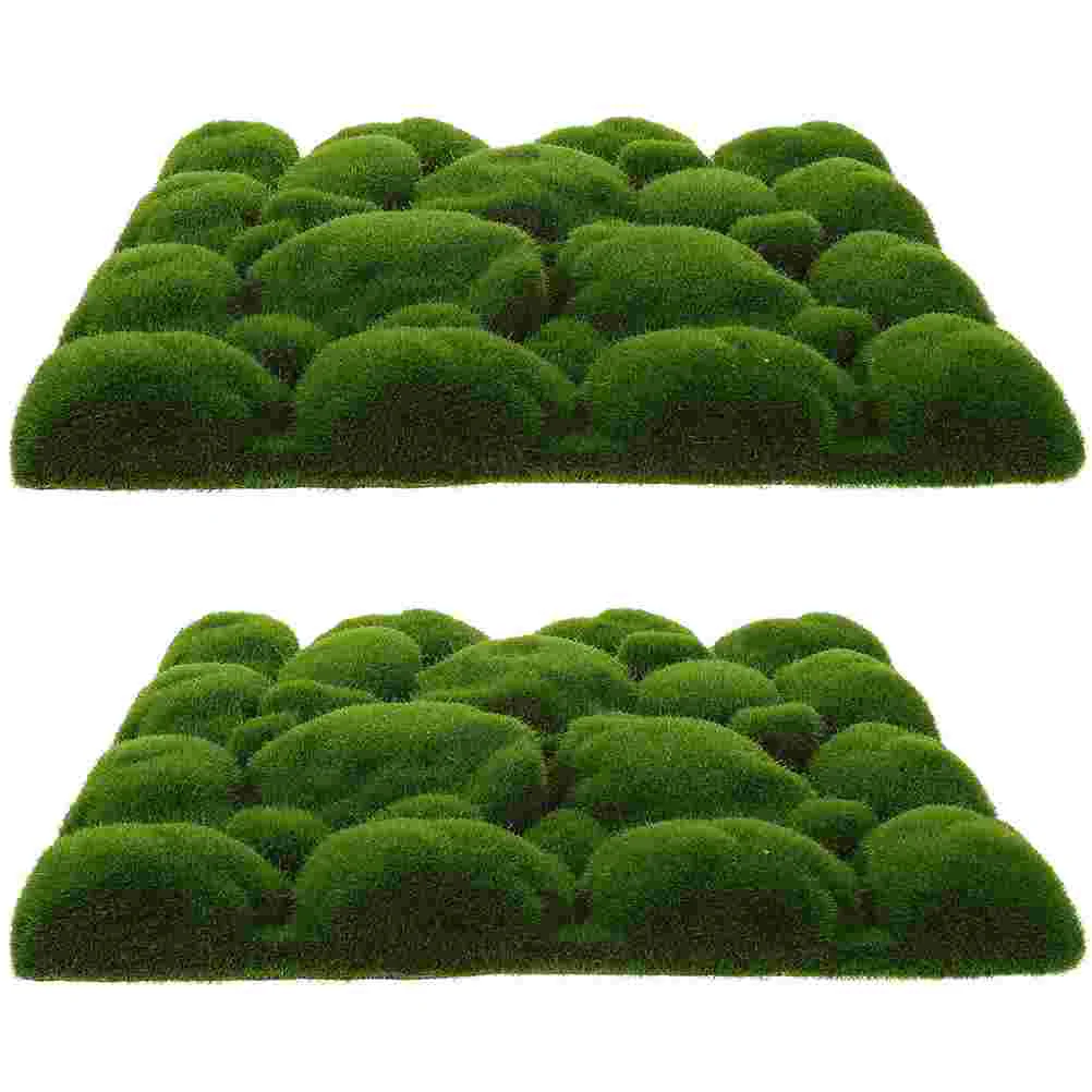 

2 Pcs Fake Moss Flocked Pseudomoss Realistic Turf Crafts Micro Landscape Accessory Artificial Pad Green Wall Decors Scene