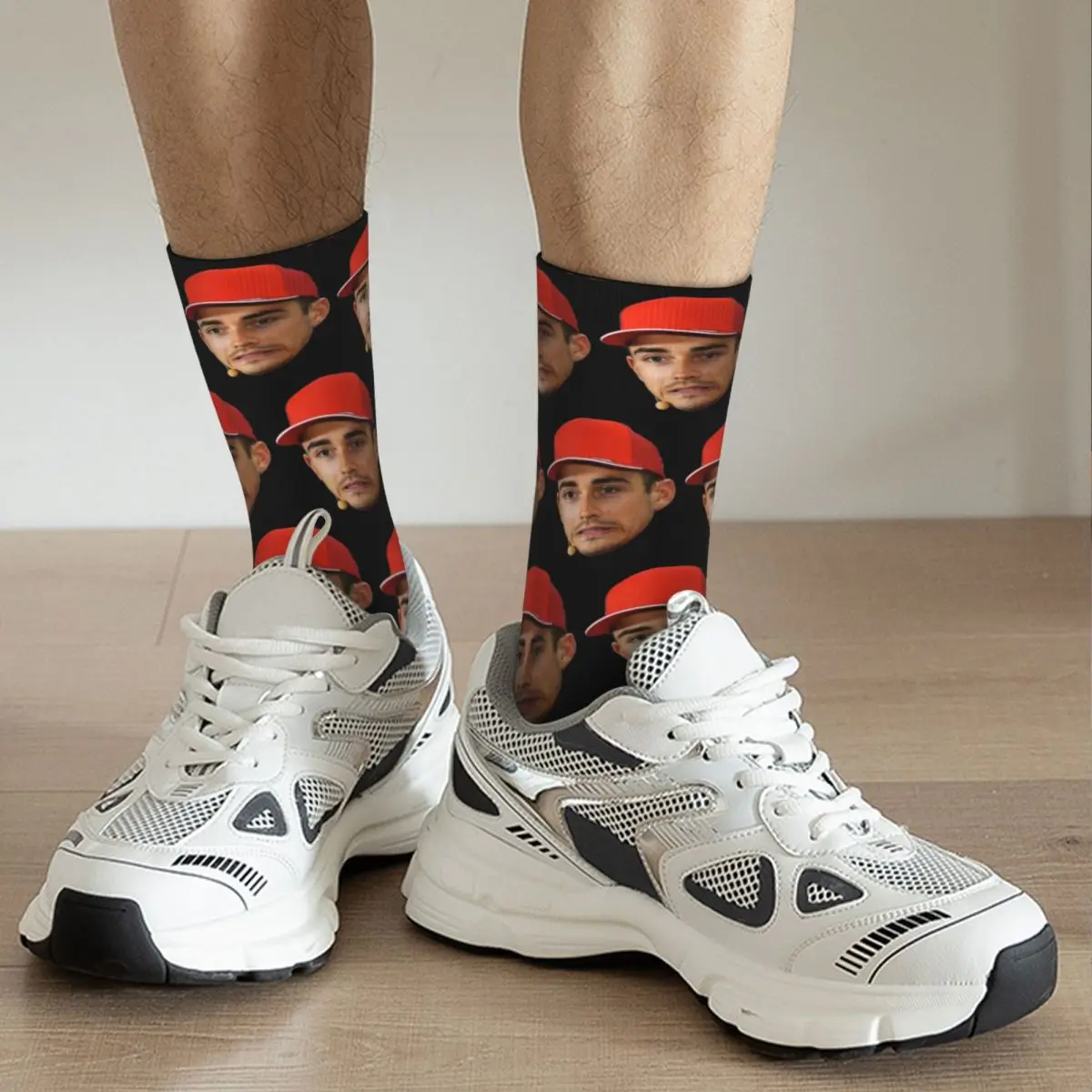 Winter Warm Retro Unisex Charles Leclerc Face Socks Sweat Absorbing Sports Socks