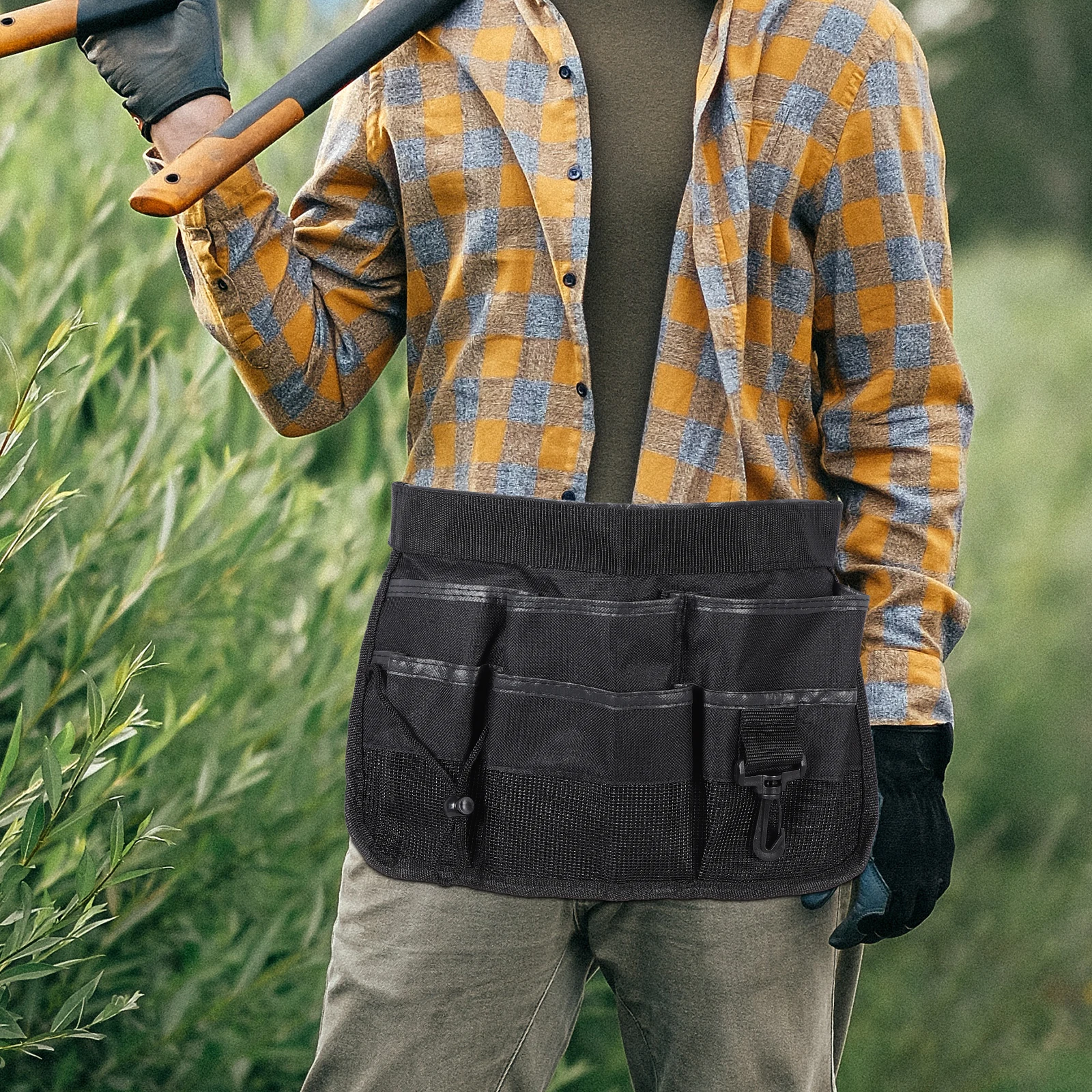 

Pocket Gardening Tools Belt Bags Garden Waist Bag Hanging Pouch Gardening Tool Bucket Organizer with Multi-Pocket (Black)