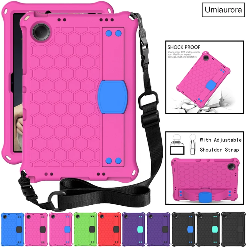 

For Samsung Tab S6 Lite 10.4" A A7 A8 A9+ A11 Plus SM-X230 SM-X210 X130 T220 Stand Strap Tablet Case﻿﻿﻿ Shockproof EVA Funda