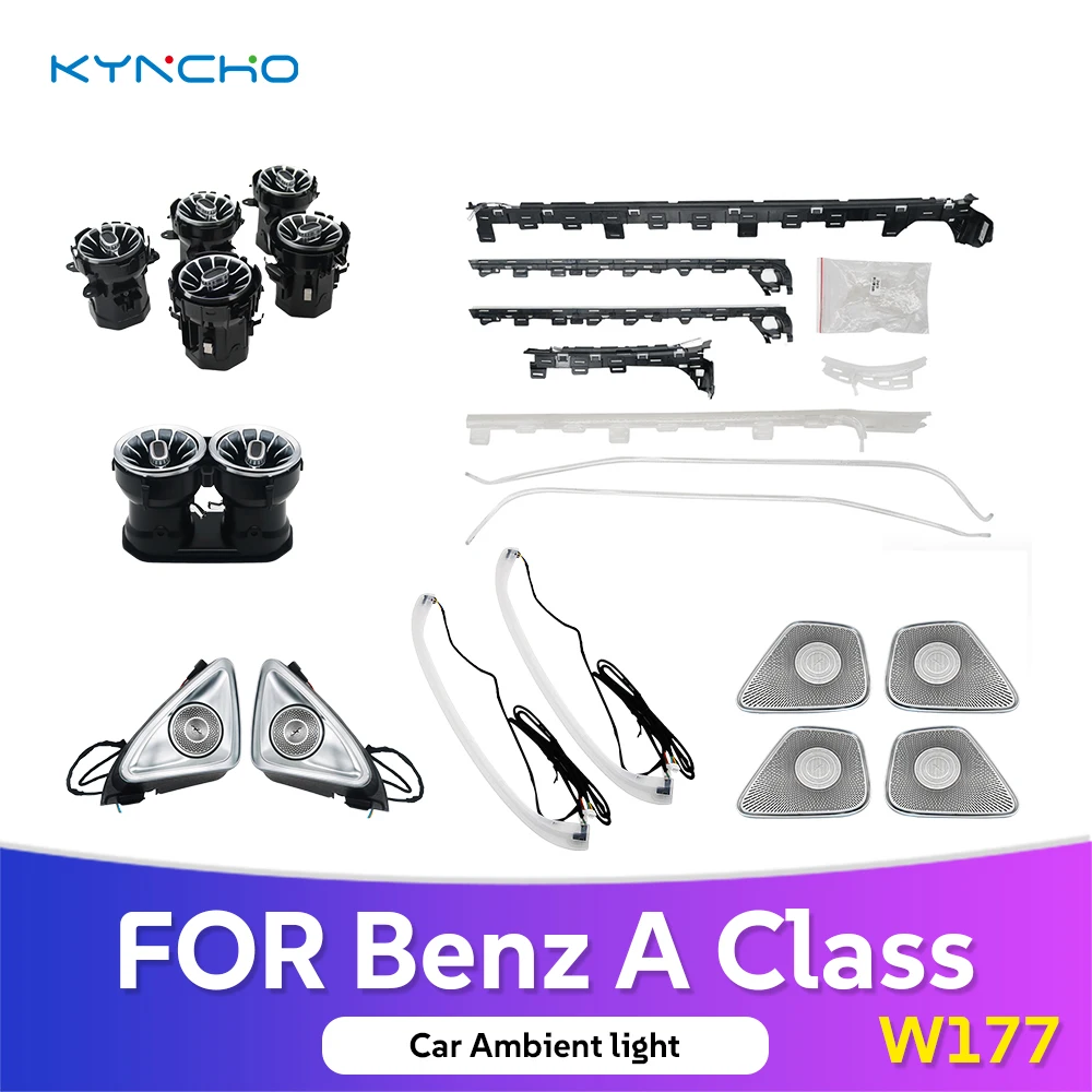 

KYNCHO LED Car Ambient Light Kit for BENZ A CLASS W177 64 Colors RGB Bluetooth App Control Symphony Auto Interior Lighting