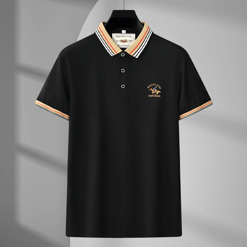Luxury Brand Exquisite Embroidery Men\'s 2024 Summer New Short Sleeved Cotton Polo Shirt Business Casual Comfortable T-Shirt Top