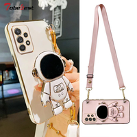 Crossbody Lanyard Astronaut Bracket Plating Case for Samsung Galaxy A12 A22 A32 A42 A52 A72 A52S A13 A23 A33 A53 A73 4G 5G