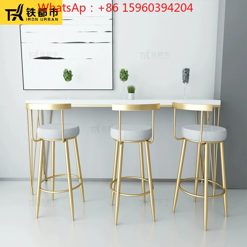 

Customized bar chair Nordic gold simple modern bar milk tea cafe light luxury home wrought iron high stool