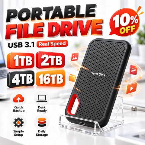 High-Speed Portable SSD 2TB External Storage Disk Type-C for PC Tablet MacBook 16TB Option Work Data Transfer