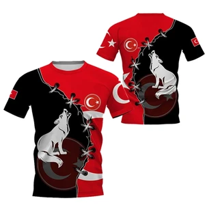 T -Shirt T -Shirts der türkischen Herrenflagge, Wald getarnte Kleidung, großer Ärmel, Kurzarm, Herren -Top, Sommermode 8 Hauptverkäufe Türkiye T -Shirt - №6