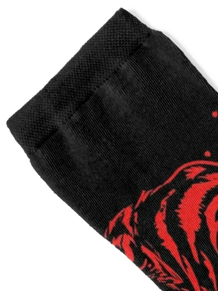 Tiger and Dragon Yin Yang Tattoo Style Red Print Socks essential kawaii designer Men Socks Luxury Brand Women's