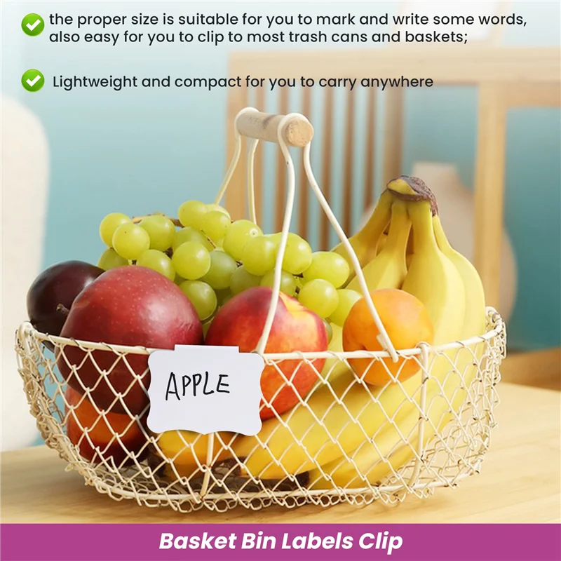 ABUP-32 Pieces Basket Labels Clips And Pens Set, Includes 32 Pieces Kitchen Clip Label Holder And 2 Pieces Chalk
