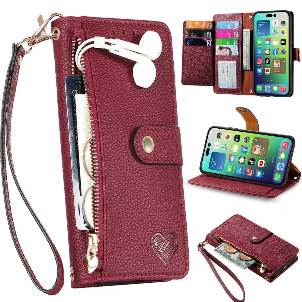 

For Motorola Edge 50 Fusion 40 Pro 30 Neo S50 Luxury Case Leather Zipper Wallet Capa Moto 30 Ultra 20 Lite 30 Fusion Edge50 X30