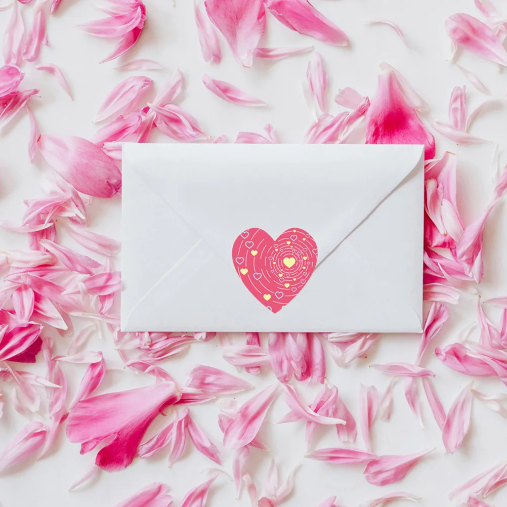 500 Pcs Heart Envelope Sticker Valentine's Day Gift Decals Sealing Label for Bag Stickers