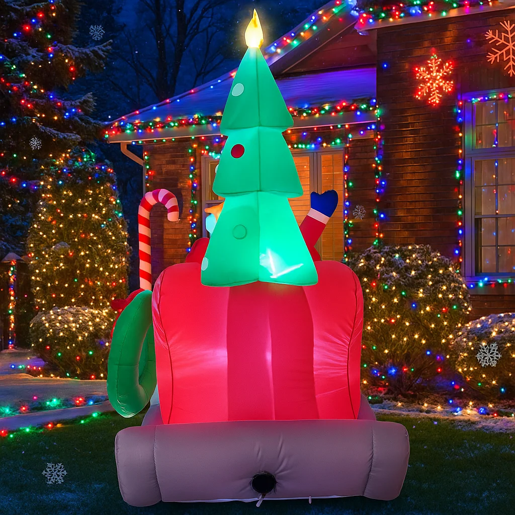 2.6 متر/8.5FT عيد الميلاد الديكور لعبة قابلة للنفخ سانتا كلوز الرنة مزلقة ساحة المنزل زخرفة مع LED ديكور لعبة حفلة عيد الميلاد #6