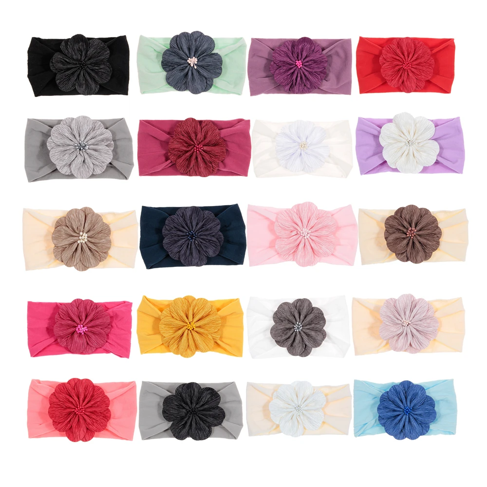 New Soft Newborn Toddler Flower Headwraps Cute Elastic Baby Girls Knot Nylon Turban Headband Photo Props Hair Accessories