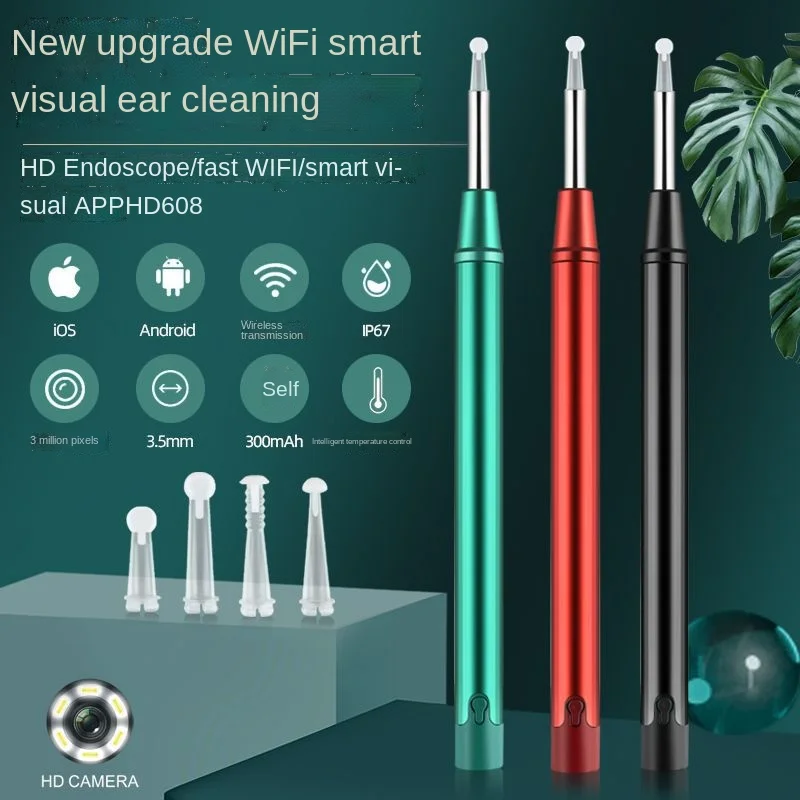 

KLW 2022 New High-Definition WiFi Integrated 3.5mm Mobile Phone Visual Ear Pick IP67 Water Proof Endoscope Camera Otoscope