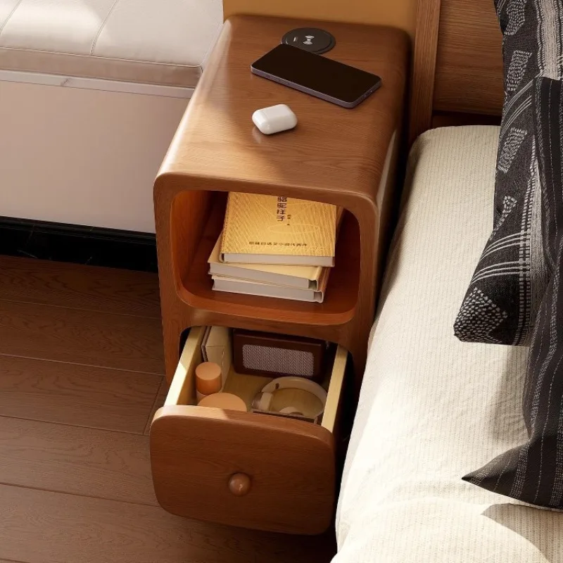 Bedside table mini small very narrow simple bedside table bedroom storage ultra-narrow crack rack solid wood large drawer