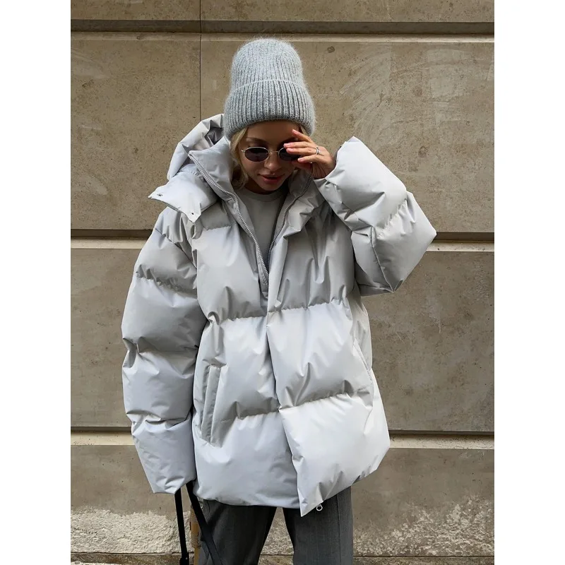 New Down Jacket Women\'s Warm Fashionable Loose Comfortable Solid Cotton Jacket Solid Lightweight Down Coats Streetwear Outerwear