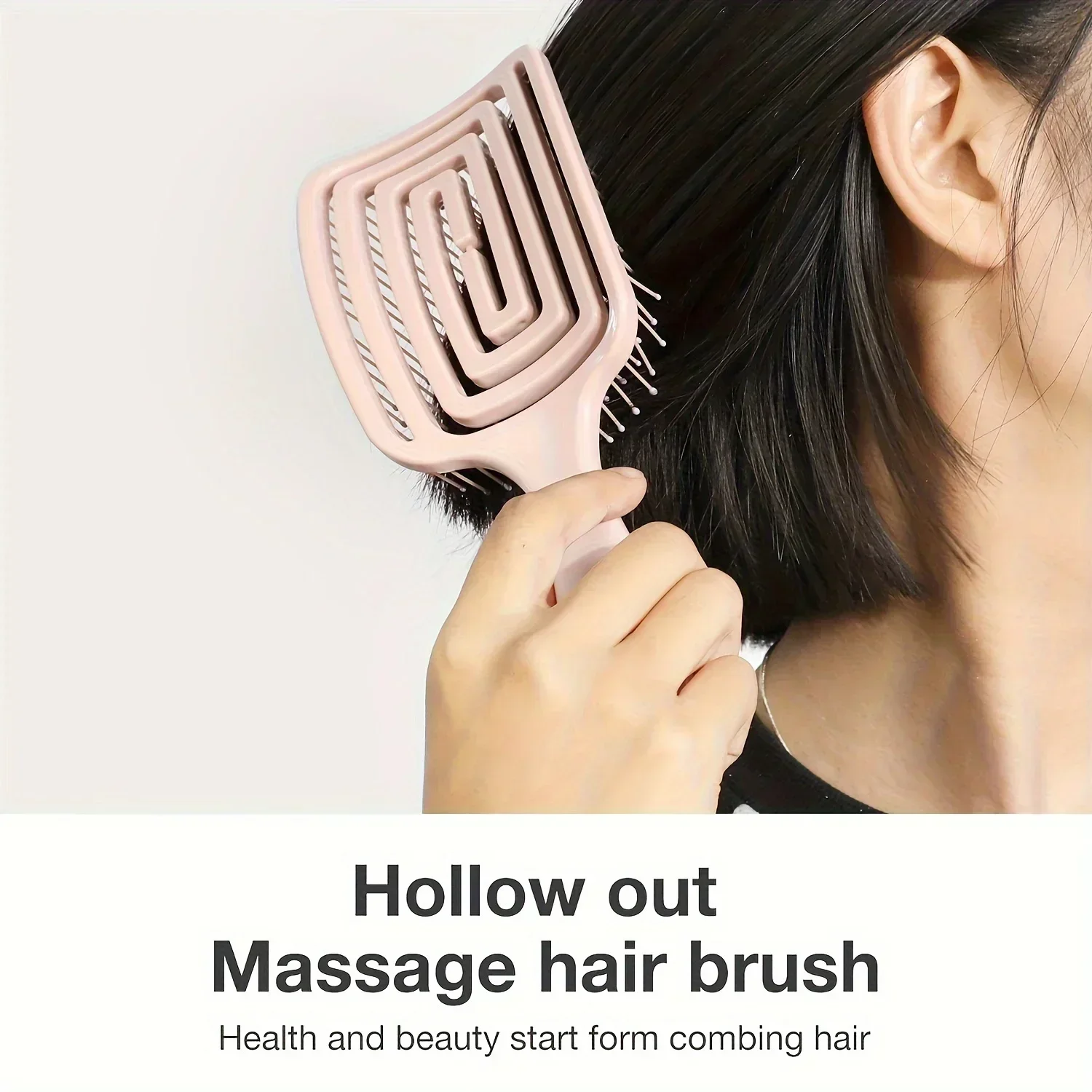 2Pcs Elastic Hollow Out Hair Brush Set Mini Portable Curly Hair Scalp Massage Combs Detangling Tool for Travel