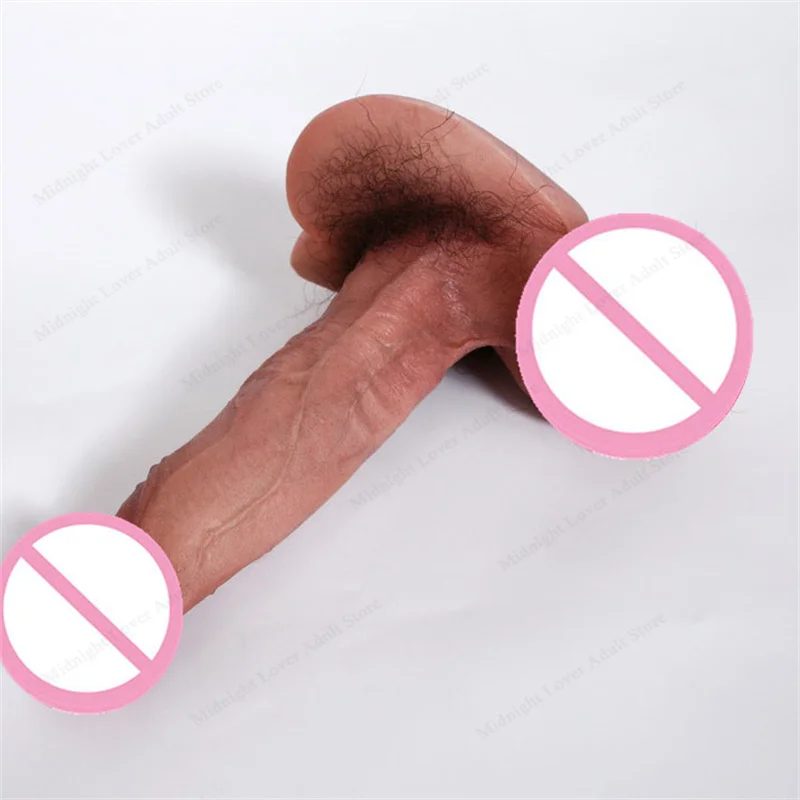 New Realistic Testicular Dildo With Hair Female Masturbator Big Fake Dick G Spot Stimulation Pubic Hair Penis Sex Toys For Women