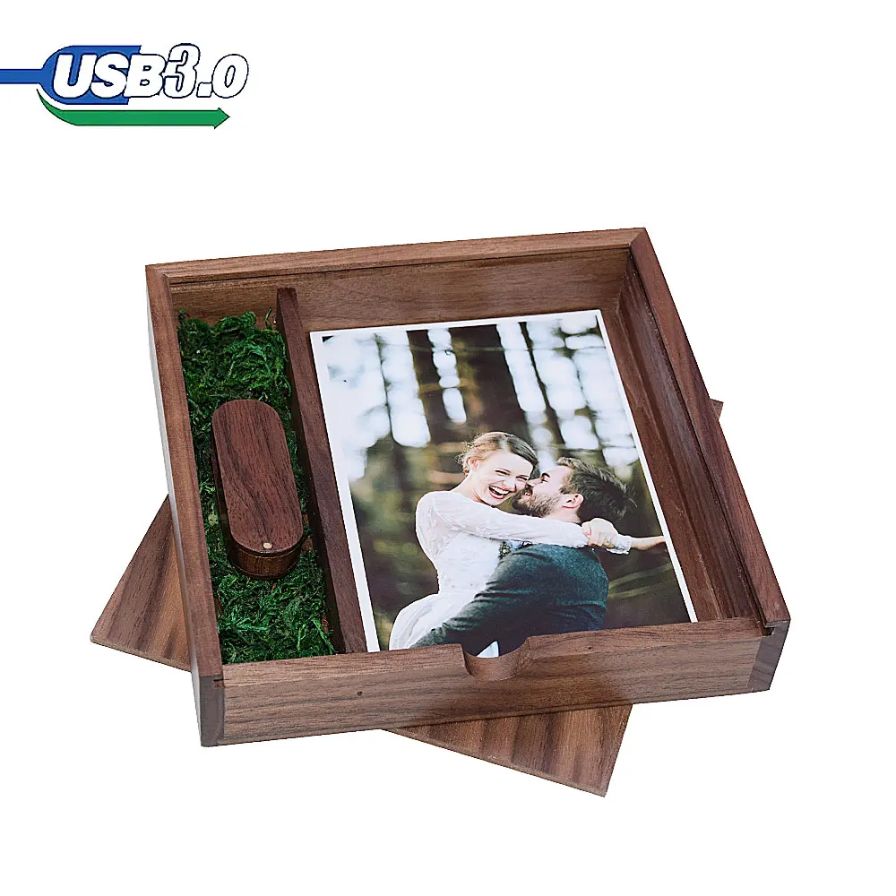 Album fotografico Usb + Box in legno USB 3.0 U Disk Flash Drive Pendrive 8GB 16GB 32GB 64GB 128GB per fotografia regalo di nozze