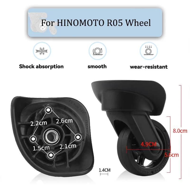 For HINOMOTO R05 Universal Wheel Replacement Suitcase Rotating Smooth Silent Shock Absorbing Wheel Accessories Wheels Casters