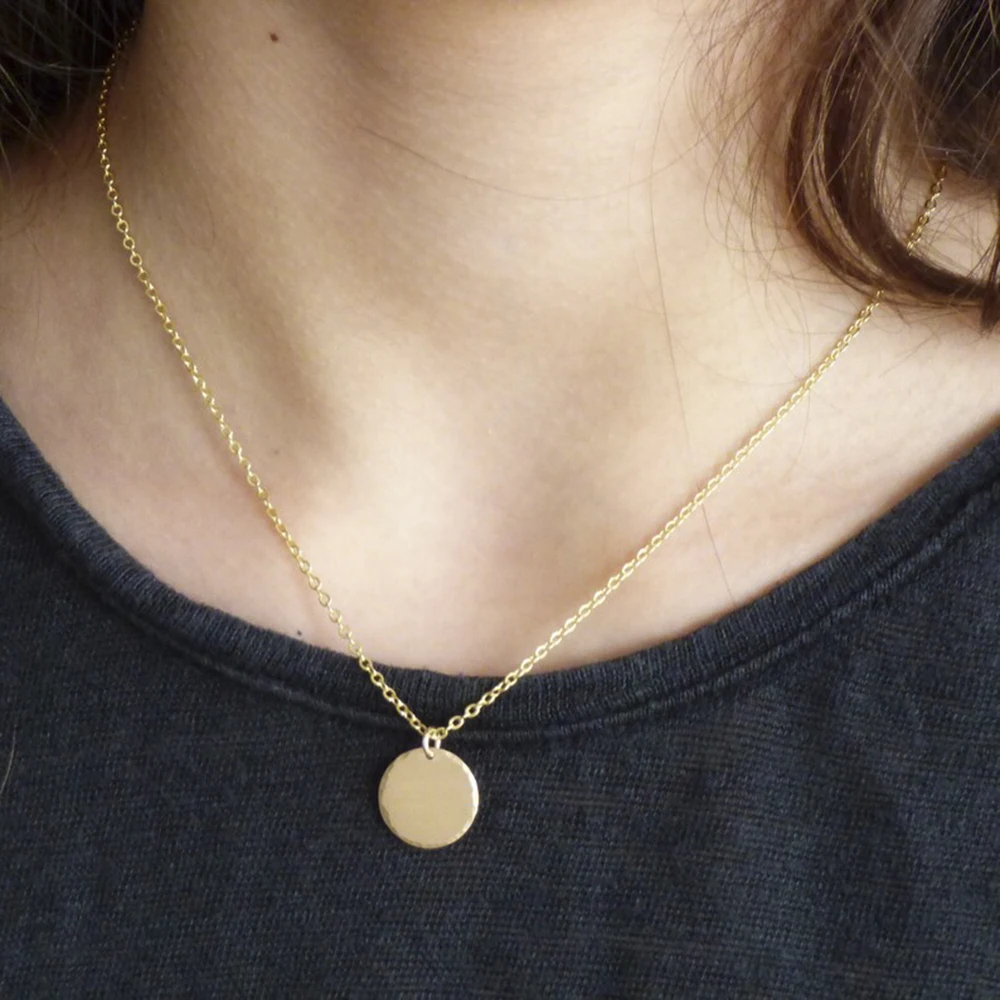 

Necklaces 14K Gold Filled Choker Handmade Hammered Gold Disk Pendant Boho Collars Jewelry for Women Party Birthday Daily Gifts