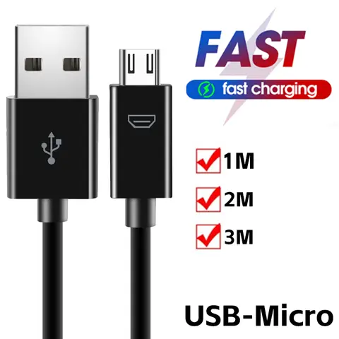 Mikro USB evrensel veri kablosu 1m /2m/ 3m Samsung Xiaomi mikro USB portu veri transferi kablosu için Android telefonlar için şarj kablosu