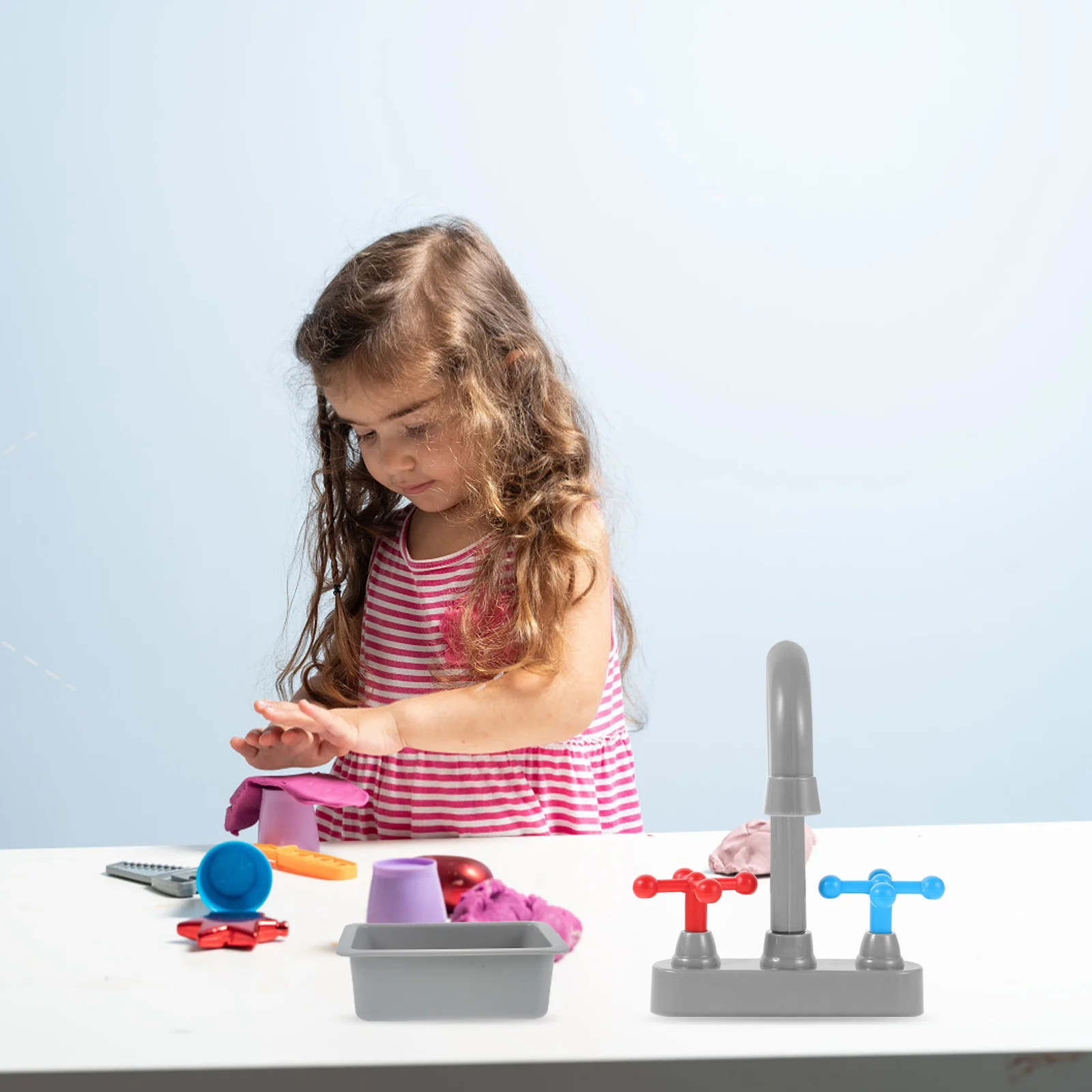 1 ensemble de robinets d'évier de cuisine, conception de jeu de rôle réaliste pour enfants en bas âge, accessoires de cuisine durables pour jeu de simulation, petit lave-vaisselle