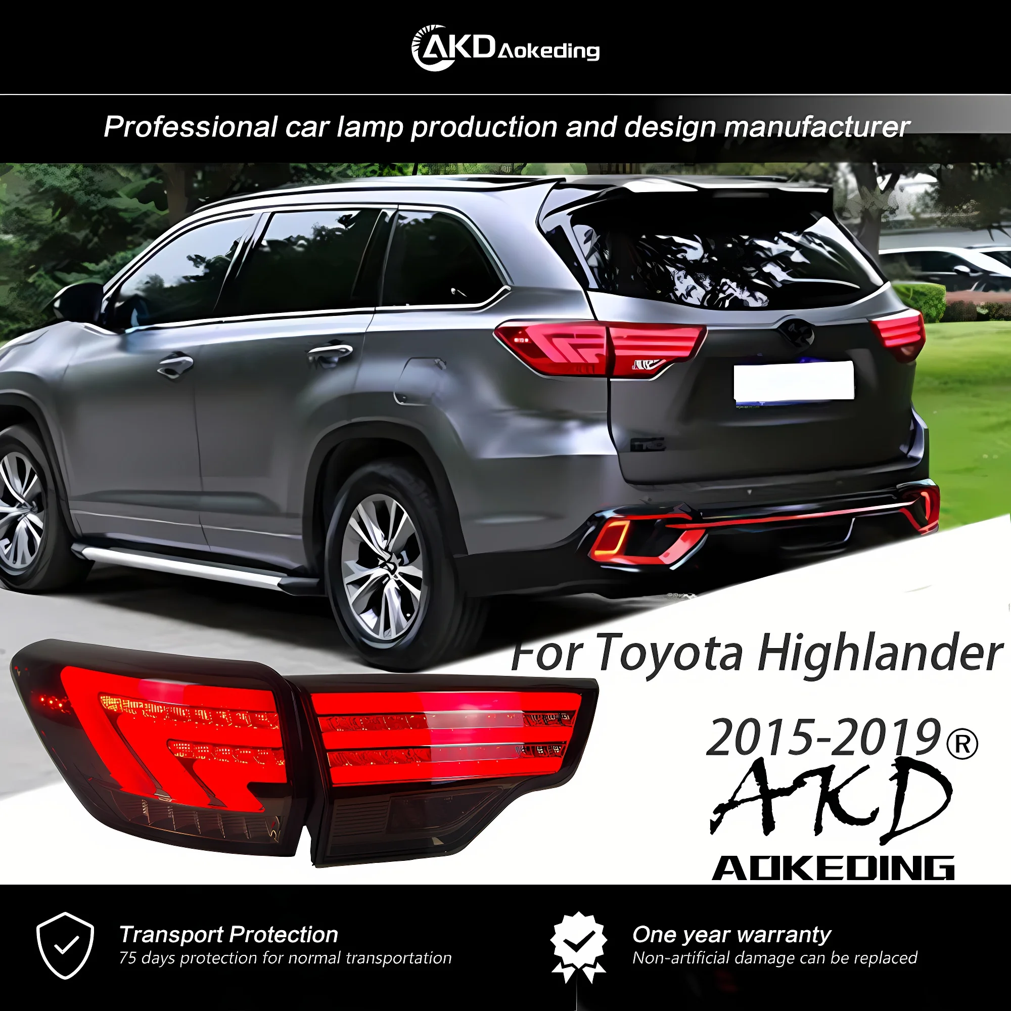 

AKD Tail Lamp for Toyota Highlander Tail Lights 2015-2019 New Kluger LED Tail Lamp DRL Signal Assembly Upgrade Auto Accessories