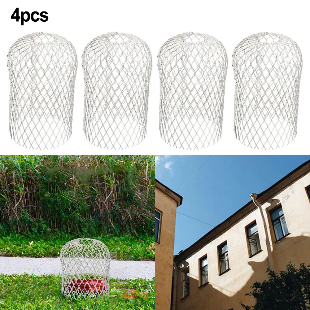 4 Pcs Metal Aluminum Filter Mesh Gutter Leaf Debris Mud Trap Guards Drain Pipes Cover Downpipe Guttering  Waterproof