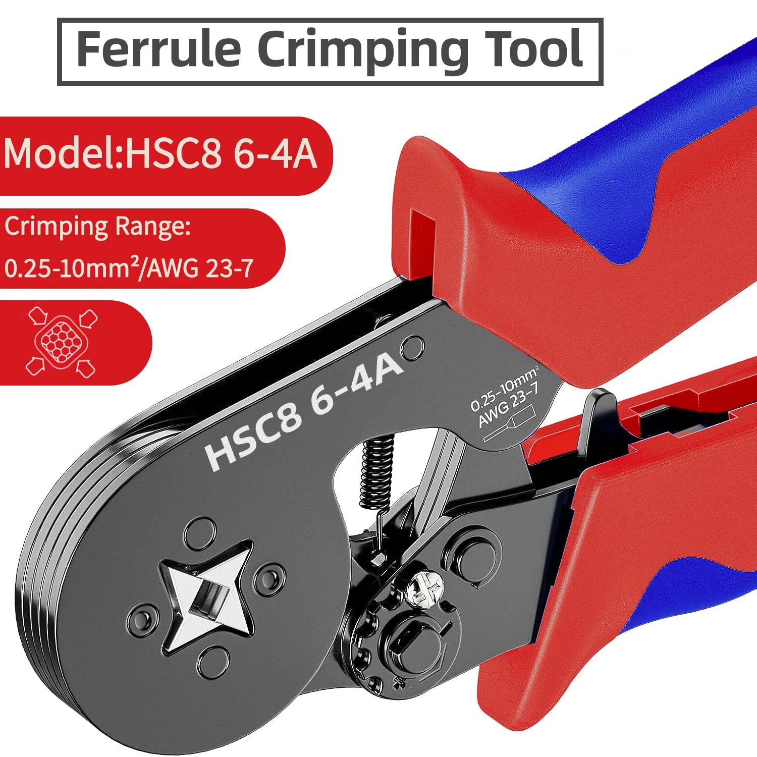 Imagem -02 - Ferramenta de Crimpagem com Conjunto de Ponta Terminal para Melhoria Doméstica e Elétrica Alicadores de Crimpagem Manuais Hsc8 64a Hsc8 66a