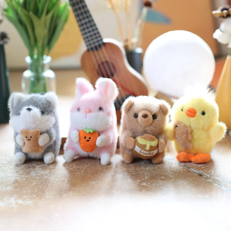 

Cute Animal Chick Bear Rabbit Dog Plush Dolls Soft Ragdoll Keychain Pendants Girly Bag Hanging Ornaments Stuffed Toys Kids Gifts