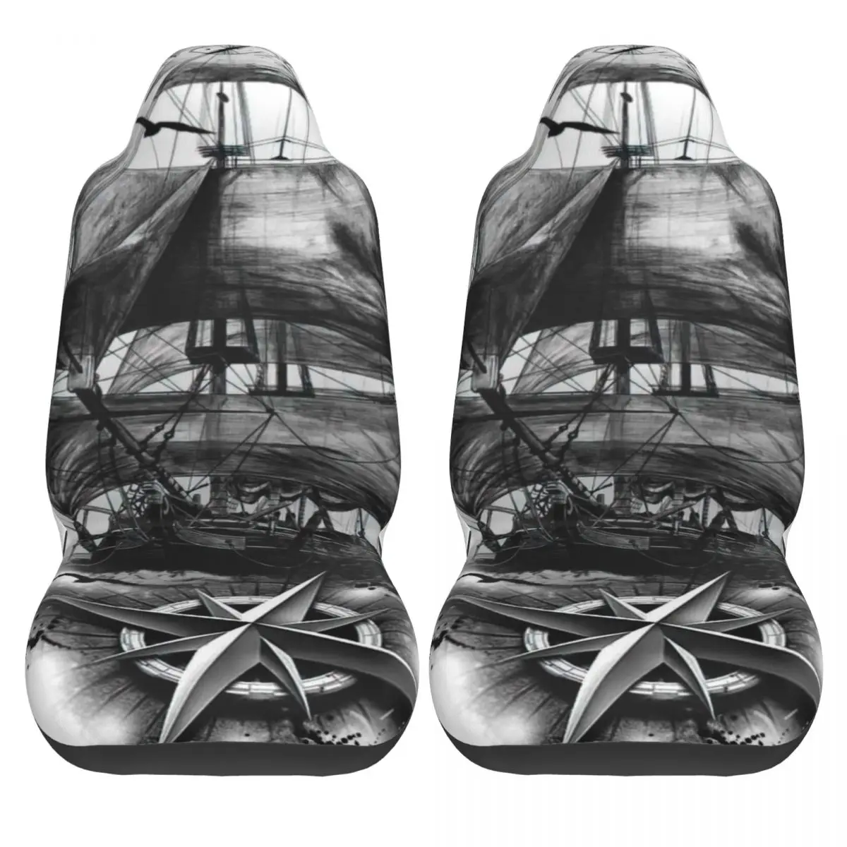 Pirate Ship Art Car Seat Cover Custom Printing Universal Front Protector Accessories Cushion Set