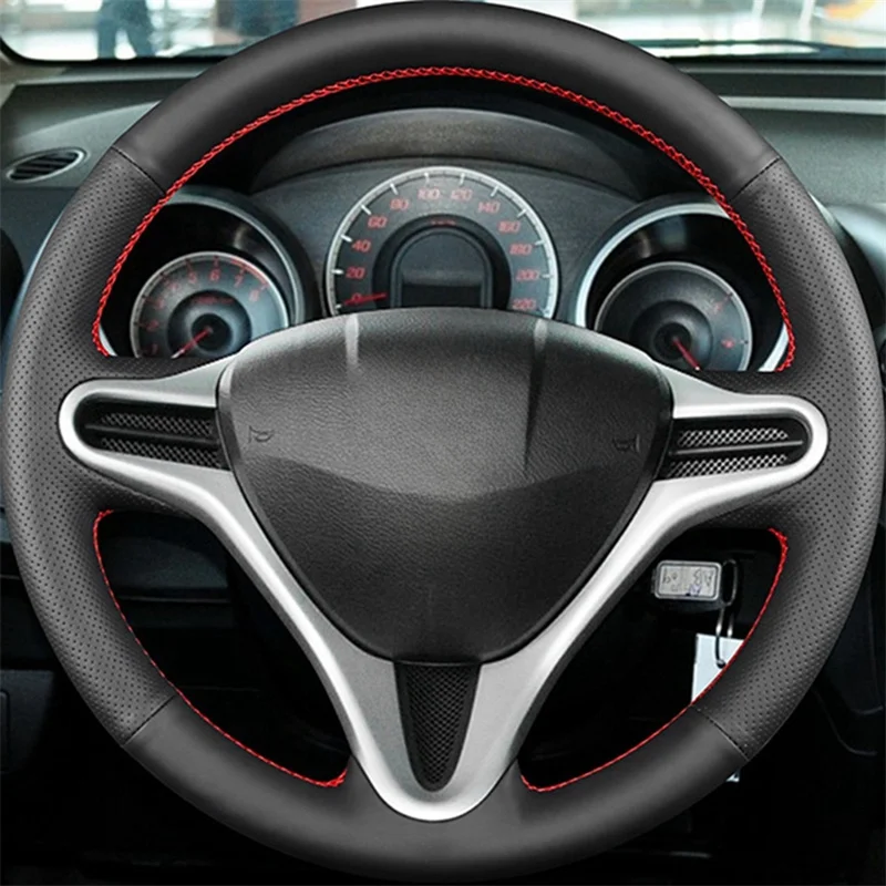 DIY Car Steering Wheel Cover Non Slip Perforated Microfiber Leather For Honda Civic Civic 8 2006 2007 2008-2010 2011 (3-Spoke)