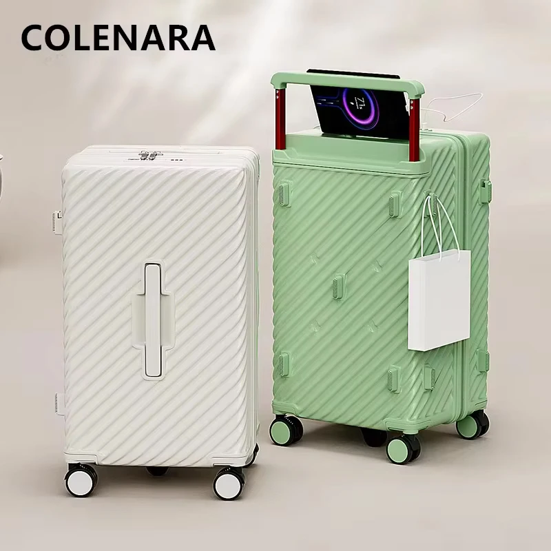 COLENARA USB Charging Suitcase Large Capacity Trolley Case ABS+PC Boarding Box 20