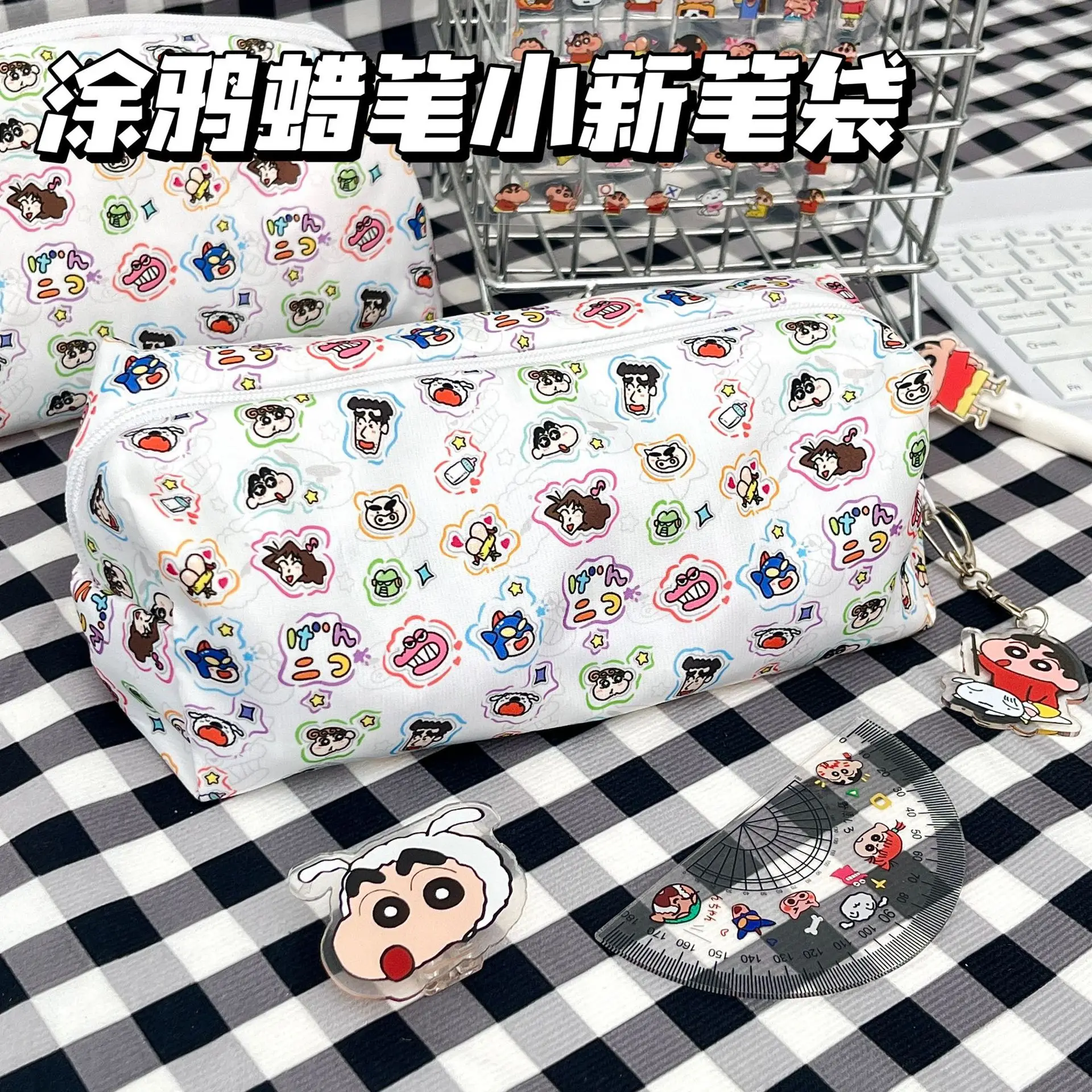 

New Crayon Shin chan Pen Case Cartoon Printed Ins High Beauty Cartoon Student Specific Large Capacity Stationery Storage Bag